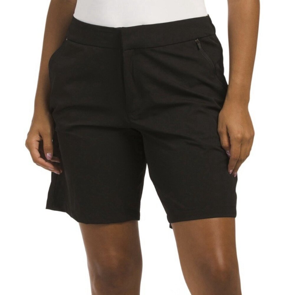 Tommy Bahama Active Womens Shorts 8" Bermuda Black Zip Front Pockets Size XS NWT